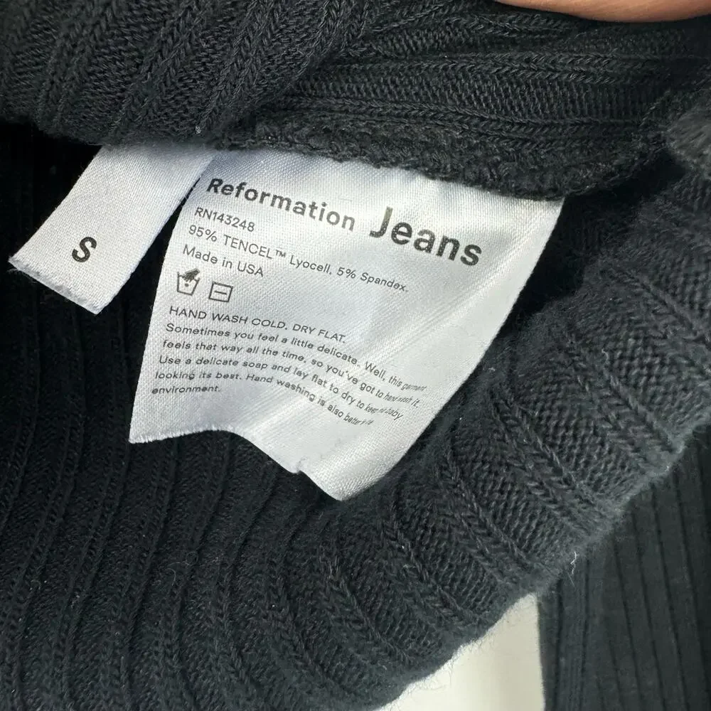 Reformation Jeans Women's Knit Long Sleeves Top Black Size S NWOT